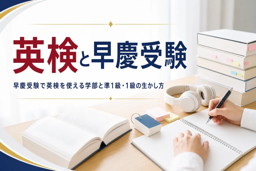 英検が早慶受験に使えるかと、準1級・1級の扱いを解説する記事のアイキャッチ
