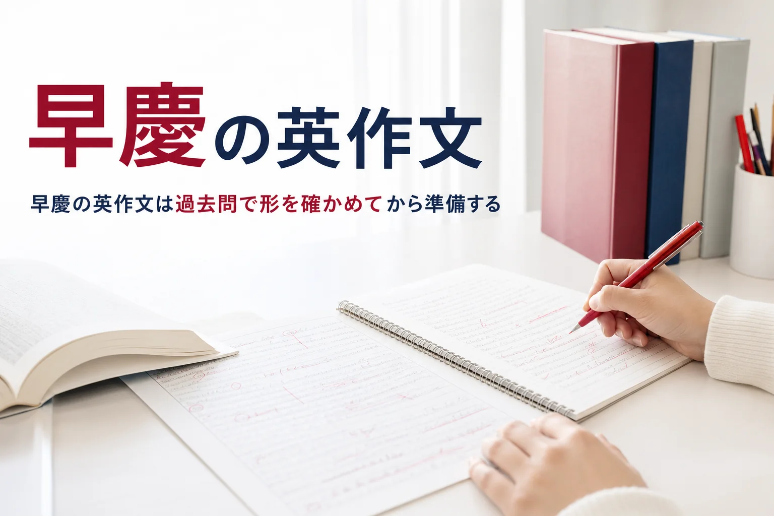 早慶の英作文の準備と、自由英作文・ドラゴンイングリッシュの使い方を紹介する記事のアイキャッチ