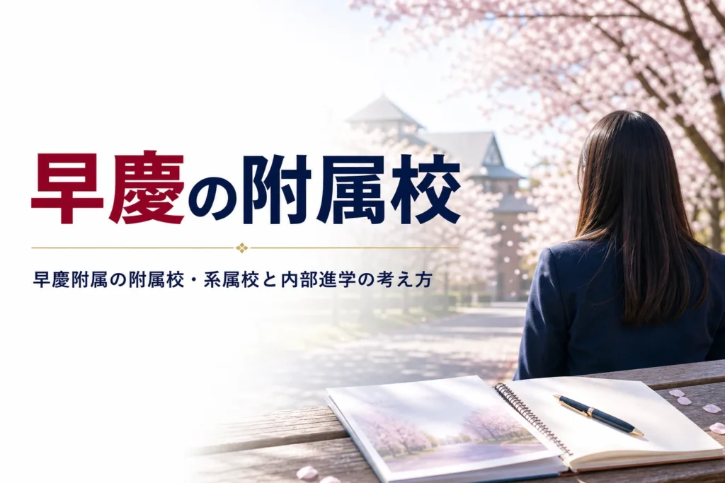 早慶附属の附属校・系属校の一覧と、高校から早慶に進む道や内部進学の考え方を解説する記事のアイキャッチ