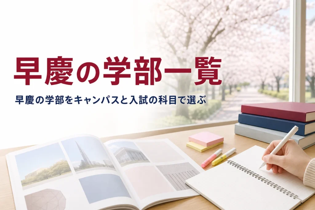 早稲田大学と慶應義塾大学の学部一覧と選び方を解説する記事のアイキャッチ