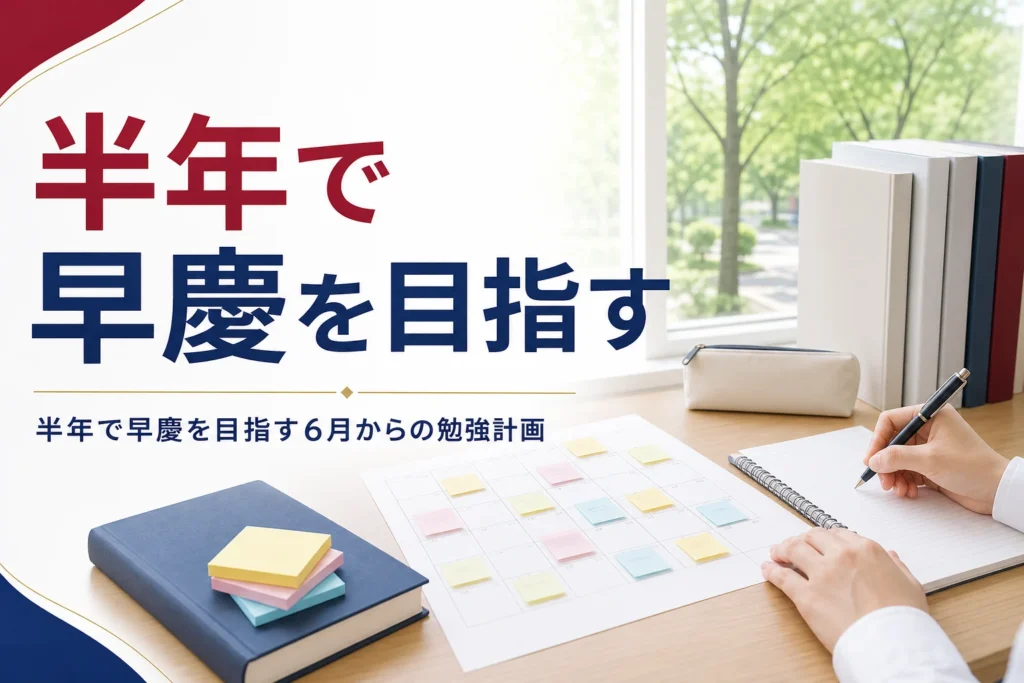 半年で早慶を目指す人向けに、6月からの勉強計画を解説する記事のアイキャッチ