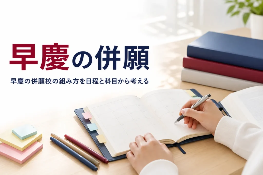 早慶の併願校の組み方を、試験日と科目の重なりから考える記事のアイキャッチ