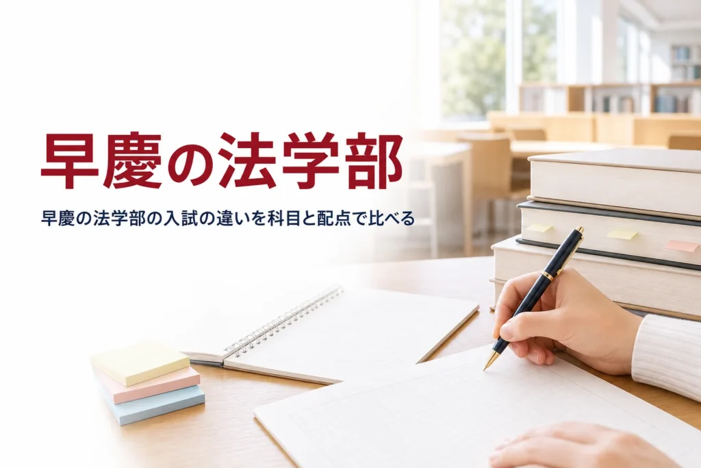 早稲田法学部と慶應法学部の入試の違いを解説する記事のアイキャッチ