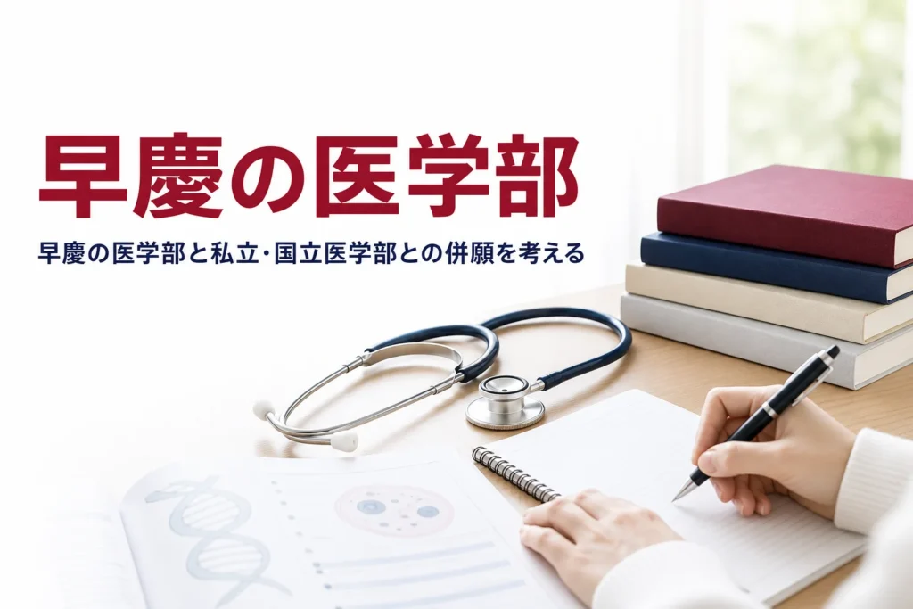 早慶の医学部について、慶應の医学部と私立・国立医学部との併願を解説する記事のアイキャッチ