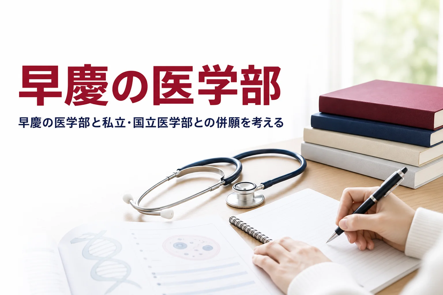 早慶の医学部について、慶應の医学部と私立・国立医学部との併願を解説する記事のアイキャッチ