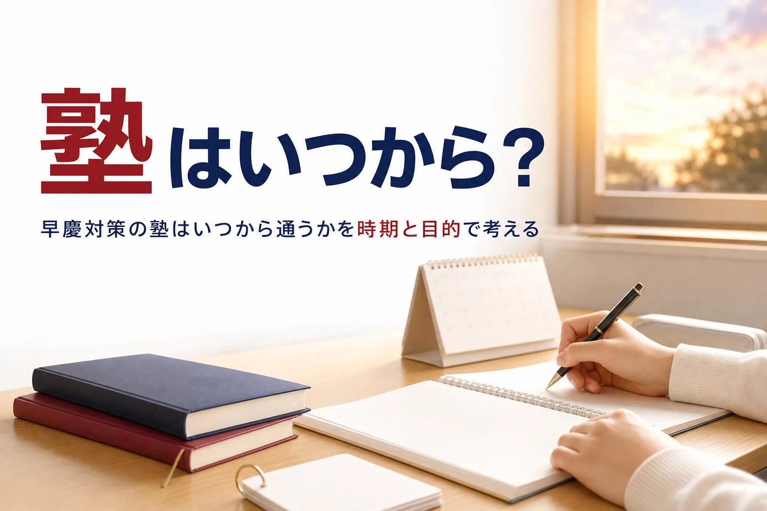 早慶対策の塾はいつから通うかを、始める時期と塾を使う目的で解説する記事のアイキャッチ