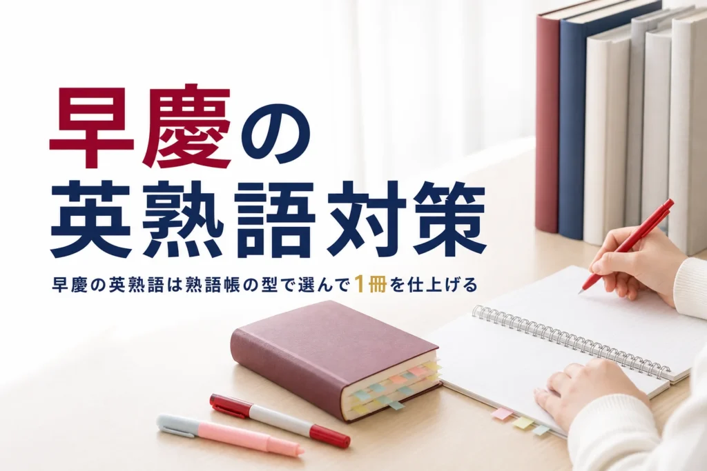早慶の英熟語対策として、熟語帳の選び方と覚え方を紹介する記事のアイキャッチ