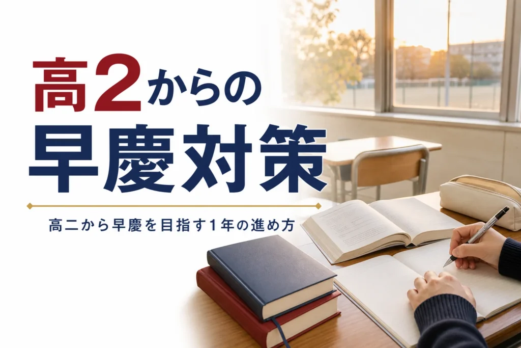 高二から早慶を目指す人に向けて、高1・高2でやっておくことと1年の計画を解説する記事のアイキャッチ