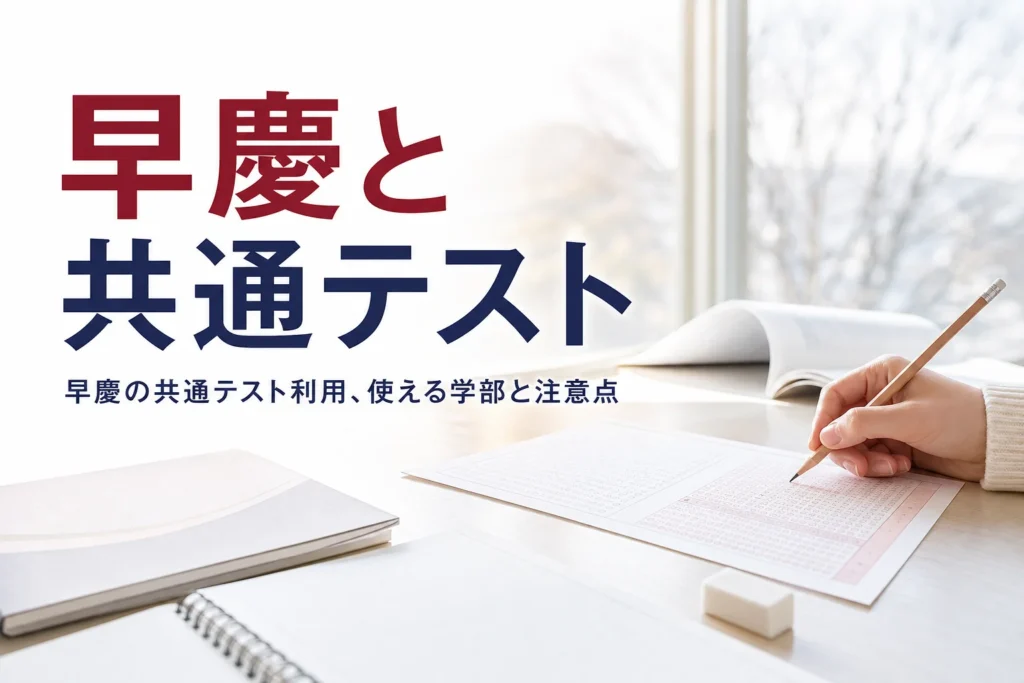 早慶の共通テスト利用について、使える学部と注意点を解説する記事のアイキャッチ