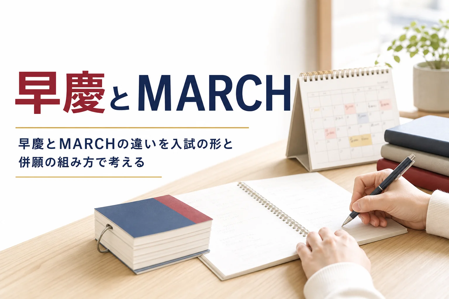 早慶とMARCHの違いを、入試の形と併願の組み方から考える記事のアイキャッチ