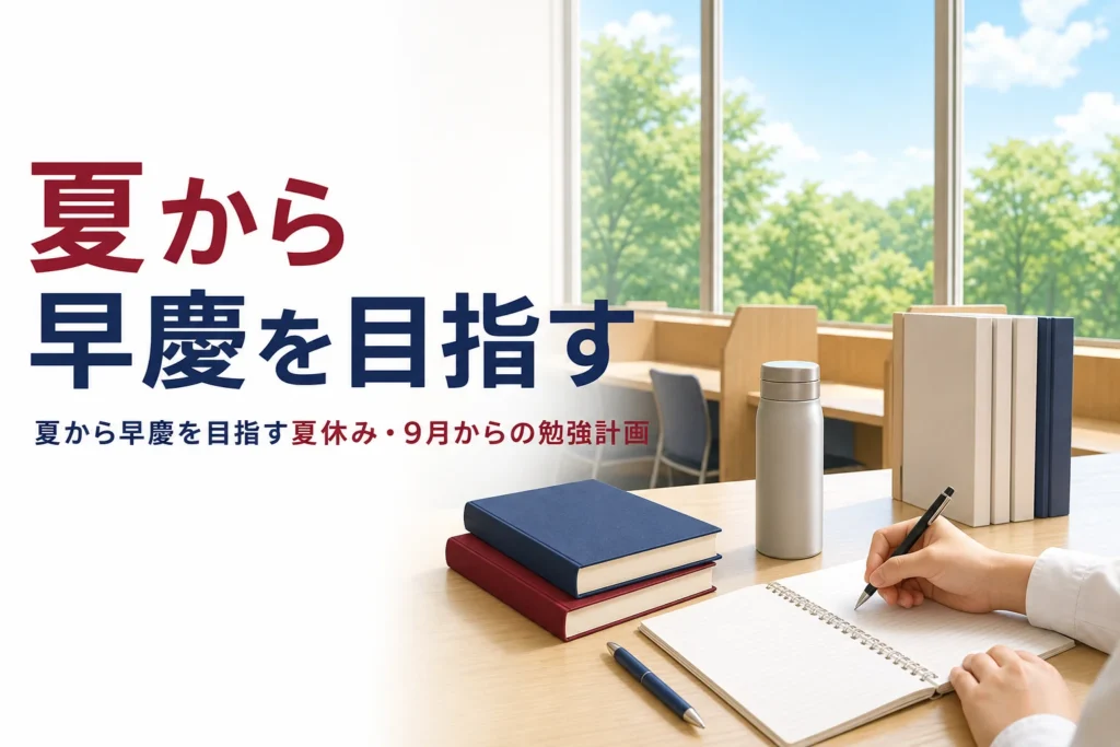 夏から早慶を目指す人向けに、夏休み・9月からの勉強計画を解説する記事のアイキャッチ