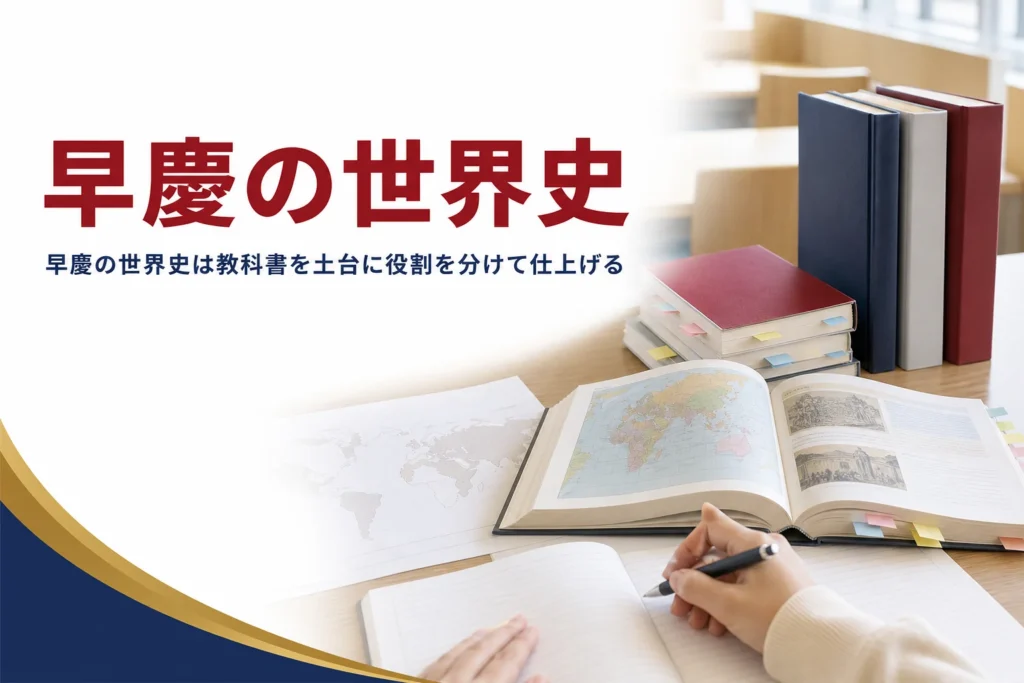 早慶の世界史を教科書だけで足りるか、文化史まで仕上げる順番とあわせて解説する記事のアイキャッチ