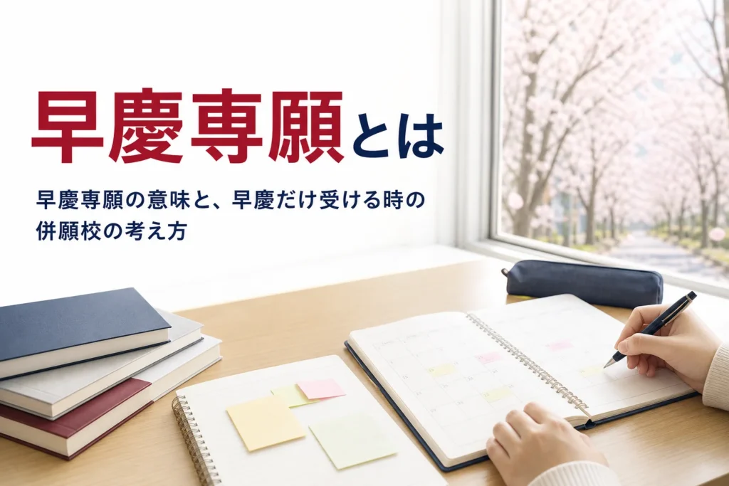 早慶専願の意味と、早慶だけを受ける時の併願校の考え方を解説する記事のアイキャッチ