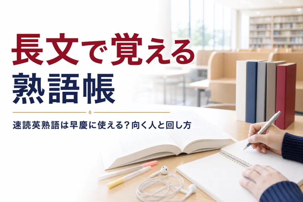 速読英熟語は早慶対策に使えるのかと、長文で覚える熟語帳の使い方を紹介する記事のアイキャッチ