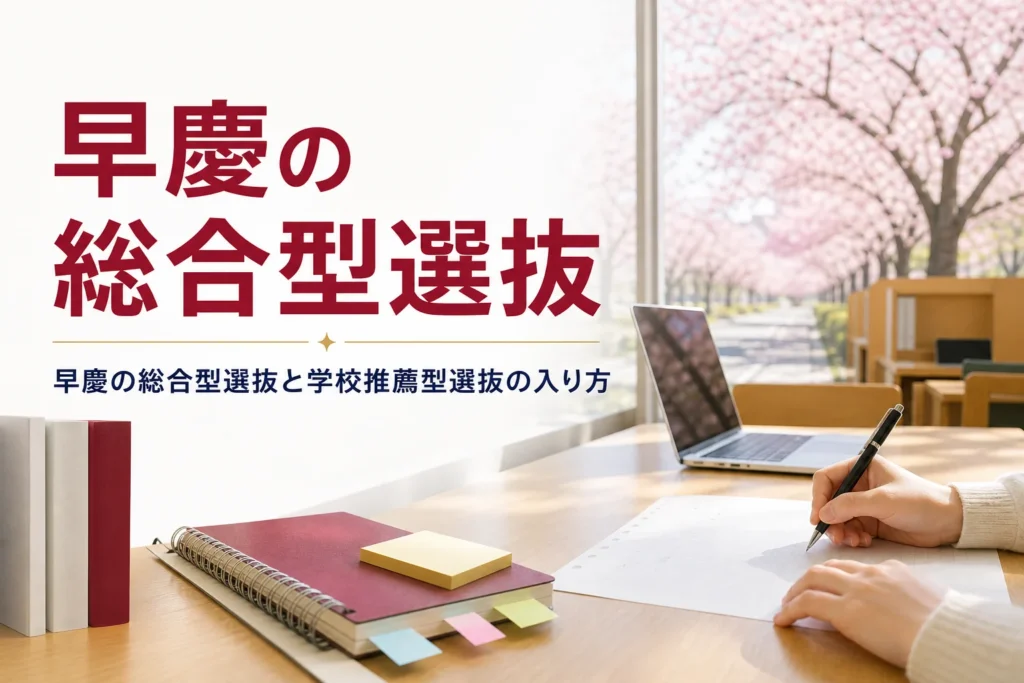 早慶の総合型選抜・学校推薦型選抜の種類と準備の進め方を解説する記事のアイキャッチ