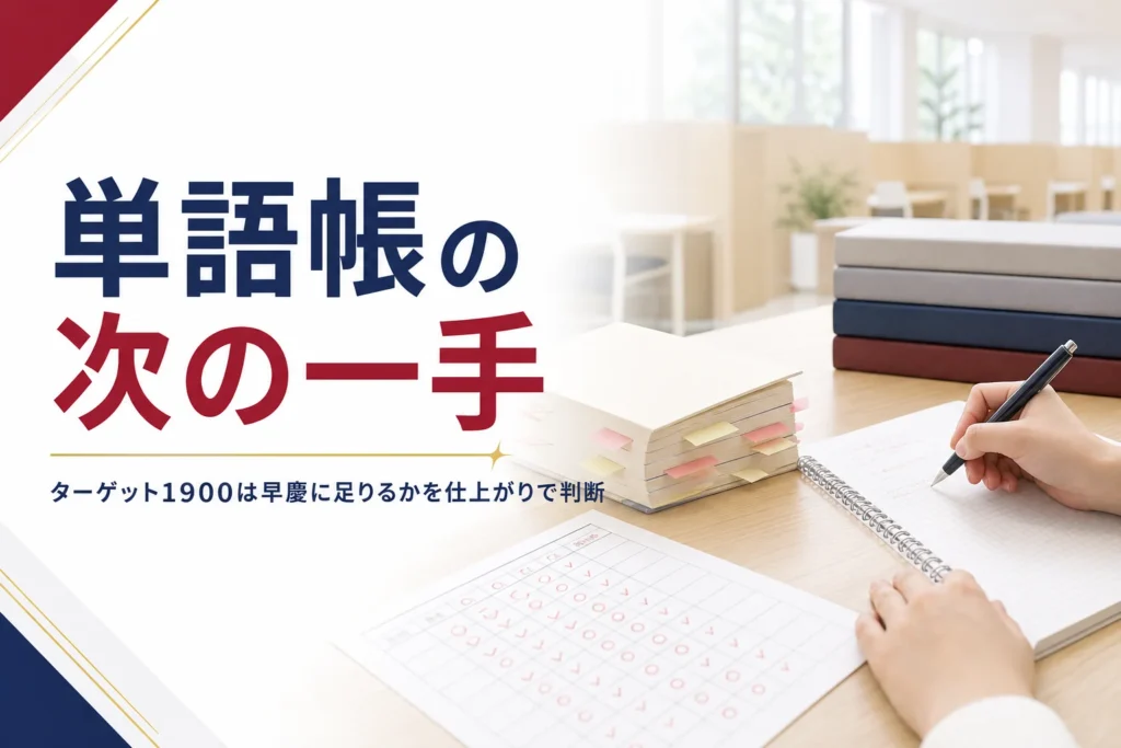 ターゲット1900で早慶に足りるかと、単語帳の次に足すものを解説する記事のアイキャッチ