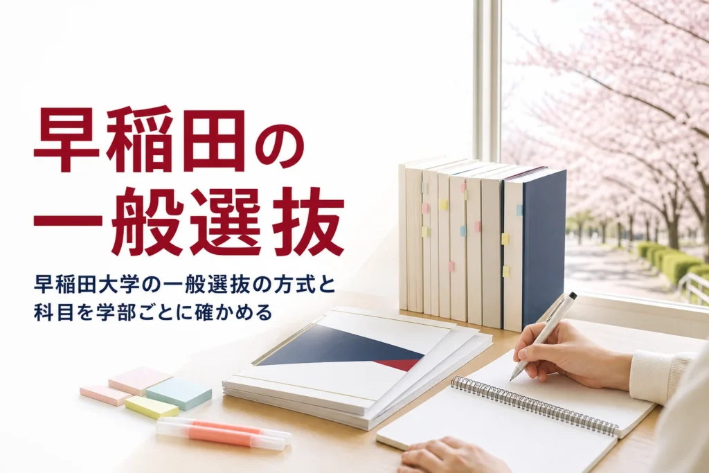 早稲田大学の一般選抜の方式・科目・日程の確かめ方を解説する記事のアイキャッチ