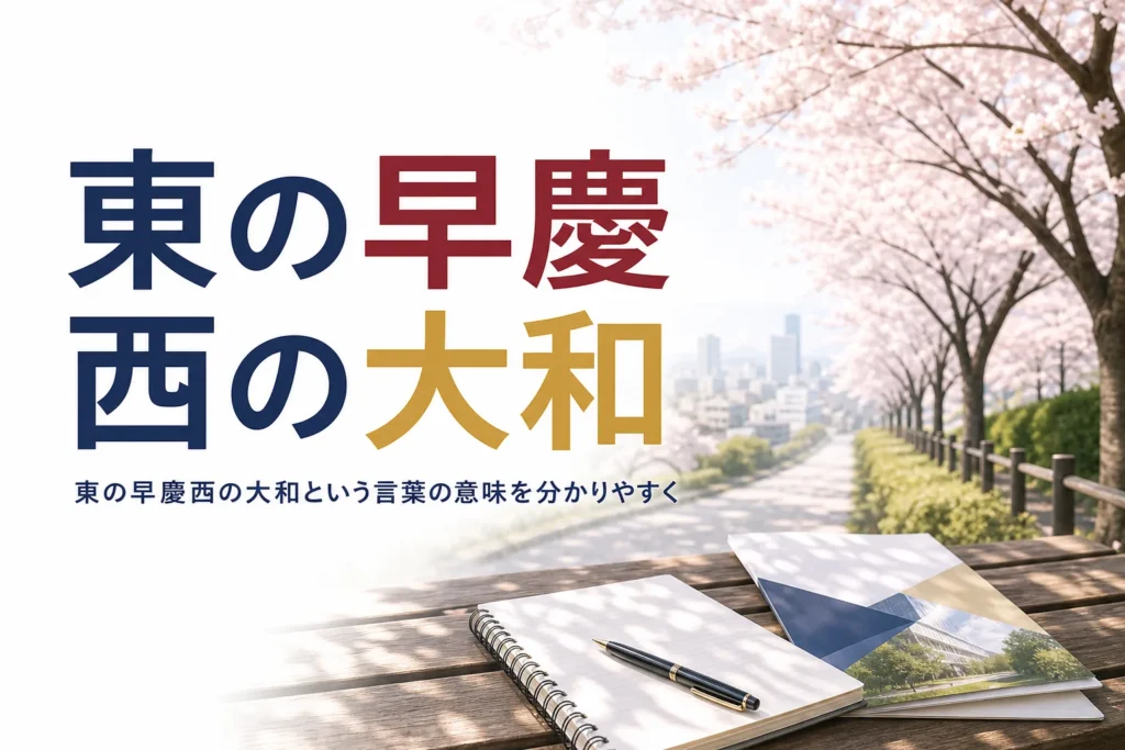 「東の早慶、西の大和」という大和大学のスローガンの意味を解説する記事のアイキャッチ